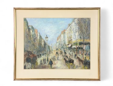 Arturo Souto Feijoo, Market street scene, Pastel.