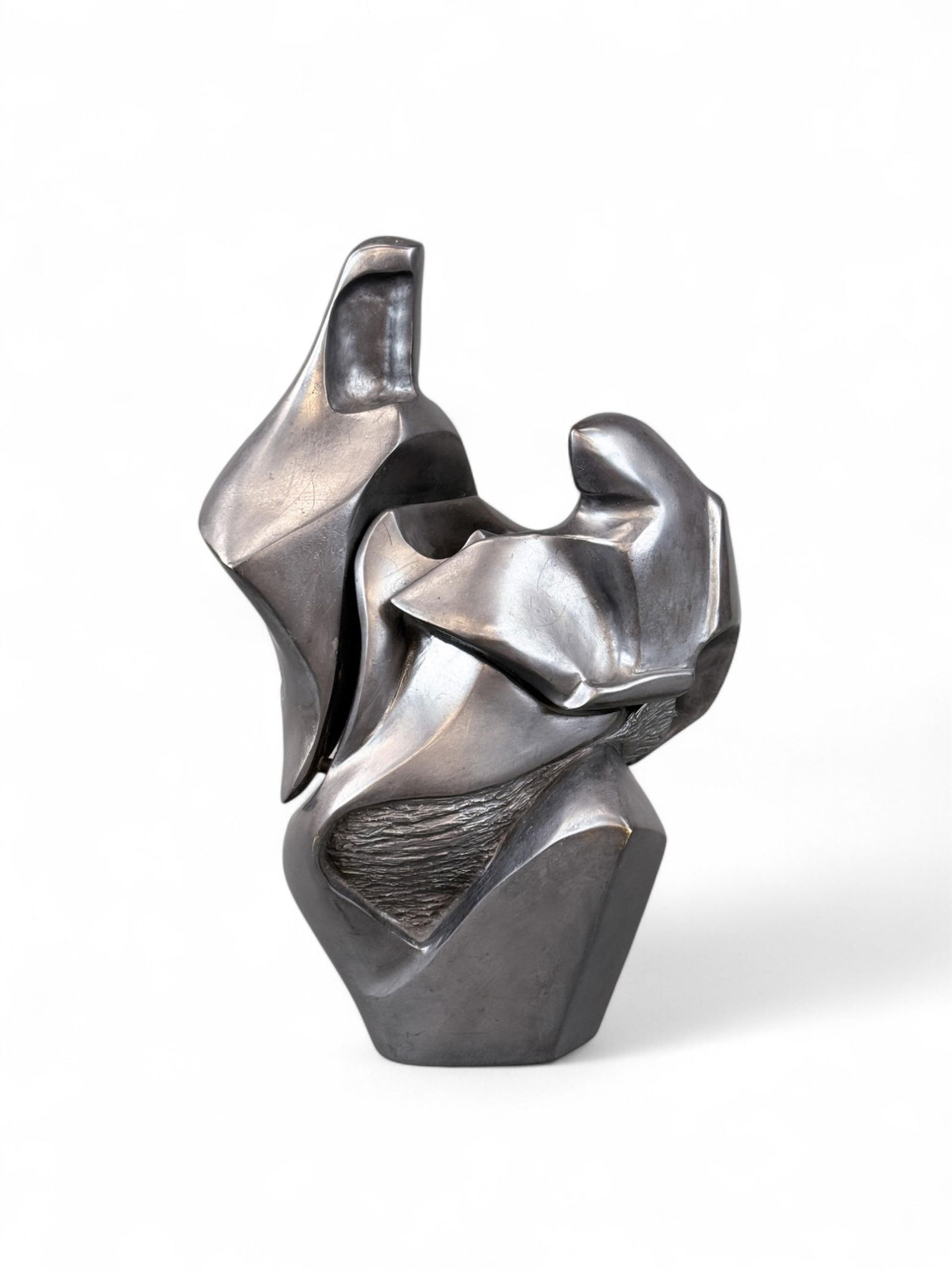 Pita Hirs, Woman, Bronze.: Hirs, Pita (Brazilian, b.1950). Bronze modern abstract sculpture. Gilt and black mottled patina. Signed on side. 13" x 8 1/2".