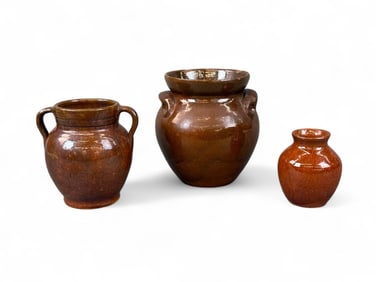 3 Jugtown ware vases.