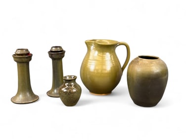 5 Jugtown ware pieces.