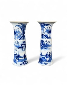 Kangxi Blue & White Porcelain Beaker vases.