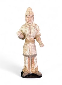 Tang Dynasty painted pottery soldier.