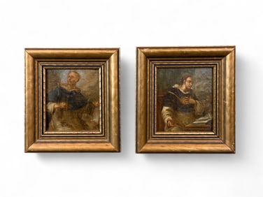 Pair of paintings of monks, O/B.