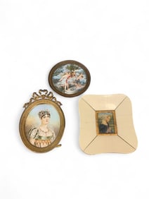 3 Continental portrait miniatures, 19th c.