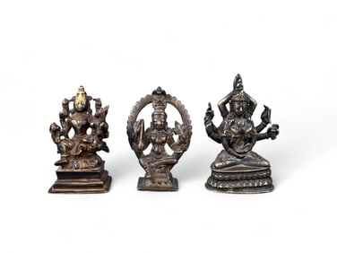 3 Bronze figures of Hindu gods.