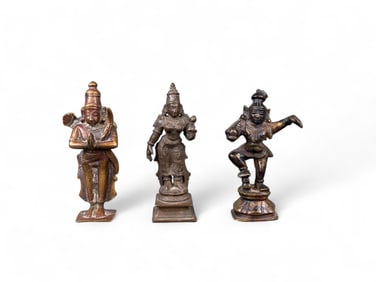3 Bronze miniatures of Hindu gods.