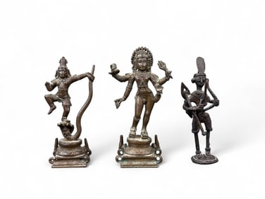 3 Bronze miniatures of Hindu gods.