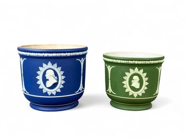 2 Wedgwood Jasperware "Founding Fathers" cachepots