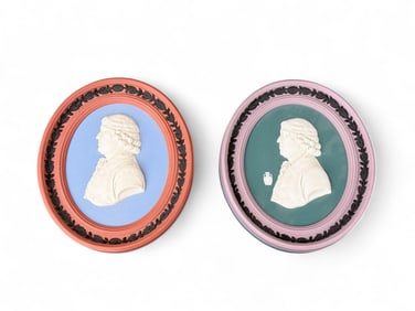 2 Wedgwood LE J. Wedgwood portrait medallions.