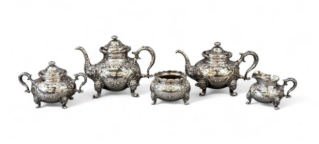 Whiting Manf. Co. sterling five piece tea service.