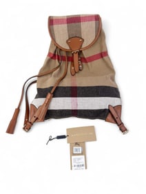 Burberry check canvas backpack.