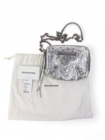 Balenciaga metallic silver cross body.