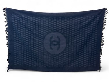 Chanel large black beach towel.