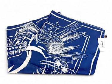 Chanel silk scarf with box.