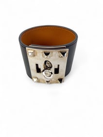 Hermes Leather cuff bracelet.