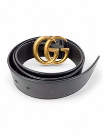 Gucci Double G black leather belt.