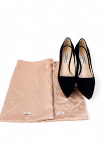 Prada black suede heels.