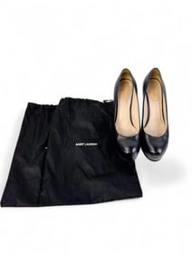Saint Laurent black leather heels.