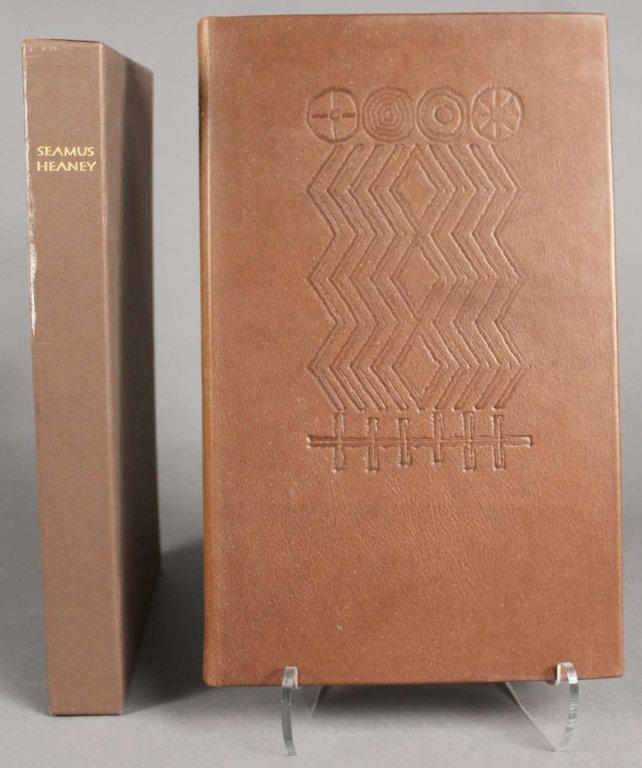 Seamus Heaney. POEMS AND A MEMOIR. 1481/2000 sgd.: [Limited Editions Club]. Seamus Heaney. POEMS AND A MEMOIR. Selected and Illustrated by Henry Pearson with an Introduction by Thomas Flanagan. LEC, (1982). Tall 4to. Plush leather; faint hint of sunni