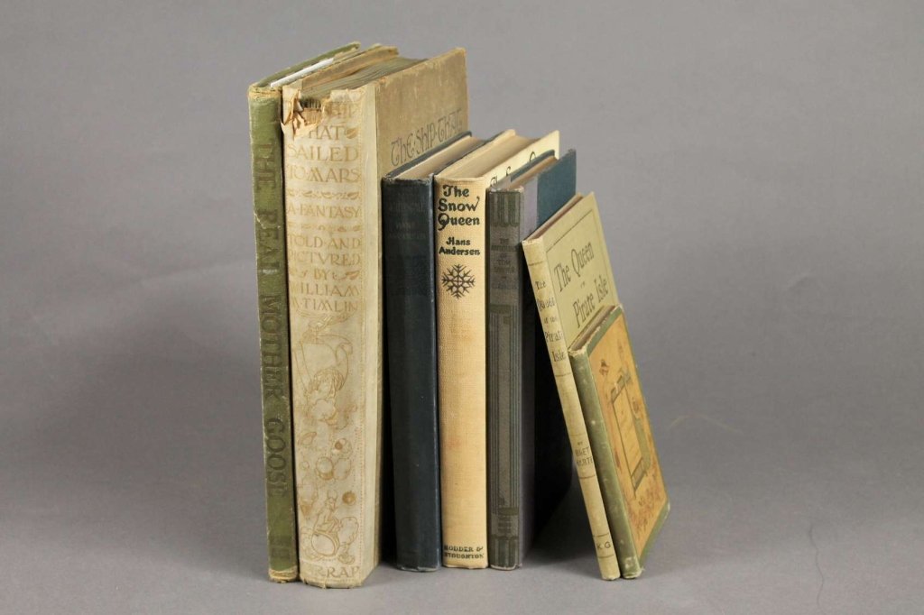 7 Books incl: Greenaway, THE LANGUAGE OF FLOWERS.: [Children’s/Dulac/Greenaway/Others]. 7 Titles. 16mo-4to. Sold with all faults. ++ THE LANGUAGE OF FLOWERS. Illustrated by Kate Greenaway, printed by Edmund Evans. Lon: George Routledge and Sons, (nd