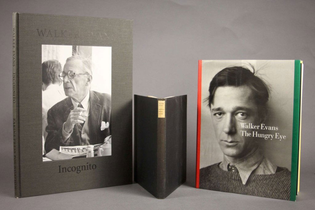 3 Books on Walker Evans.: [Photography]. 3 works on Walker Evans. Cloth, mostly very good – fine. Illustrated. ++ WALKER EVANS AMERICAN PHOTOGRAPHS. Essay by Lincoln Kirstein. (NY): MOMA, (1938). 8vo. 198pp, errata slip tipp
