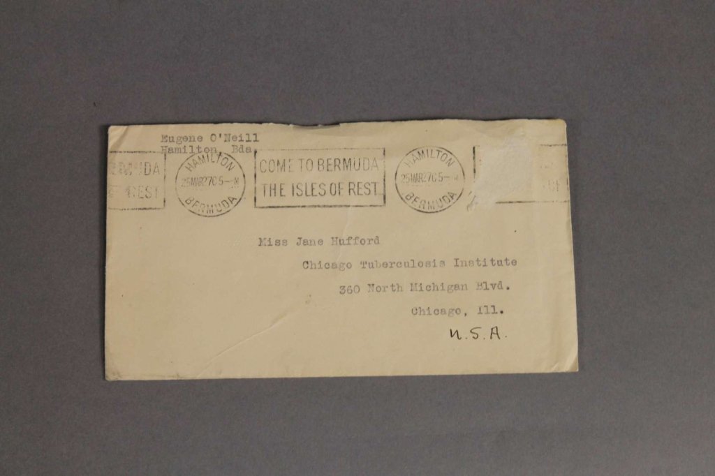 ~15 Items, including Eugene O'Neill TLS.: [O’Neill, Eugene/Miscellany]. About 15 Letters. ++ Eugene O’Neill. TLS. Reads “Hamilton, Bermuda, March 24, 1927./ Miss Jane Hufford, The Chicago Tuberculosis Institute/ Chicago, Illinois. My de