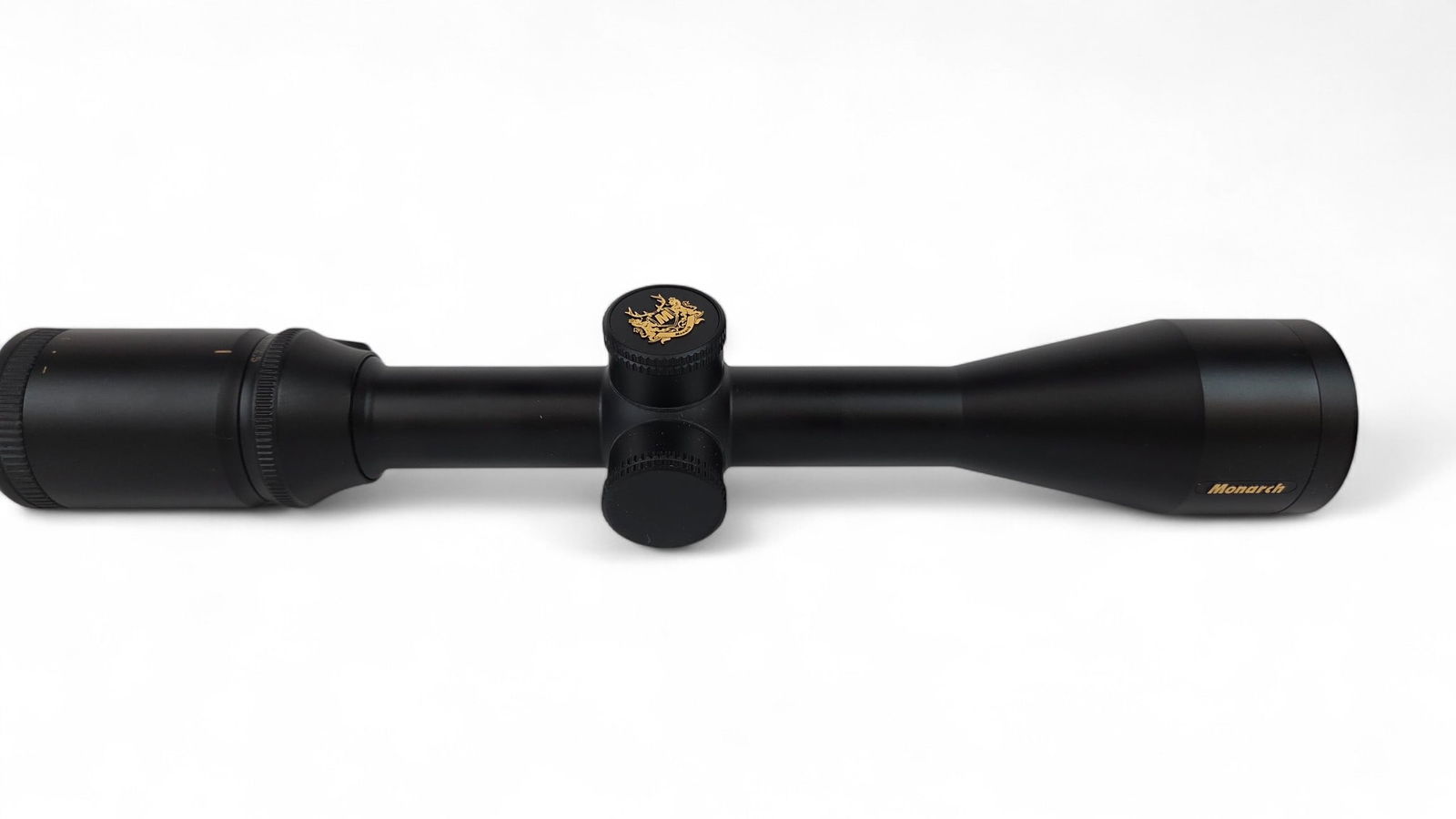 Nikon Monarch 2.5-10x 42mm rifle scope: A Nikon Monarch 2.5-10x 42mm rifle scope. 12 1/4" overall.