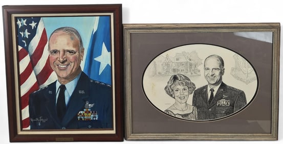 2 Gen. Brown framed portraits.