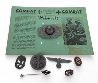 8 WWII German hat badges, badges, and pins