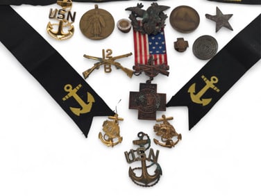 12 U.S. and other medals and pins