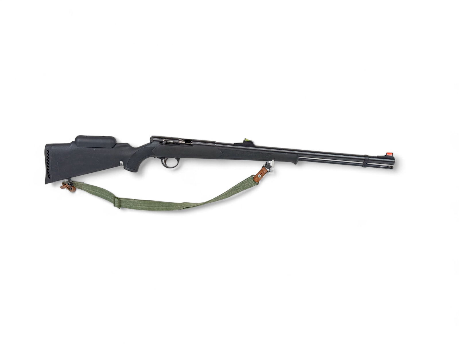 BPI Staghorn Magnum muzzleloader, .45 Cal: [Antique Firearm] BPI Staghorn Magnum blackpowder muzzleloader, .45 Cal. Blued finish. 25" barrel with hi vis rear and front sights. Synthetic stock. 42" overall. Serial 61-13-064271-03 Condition: Ver