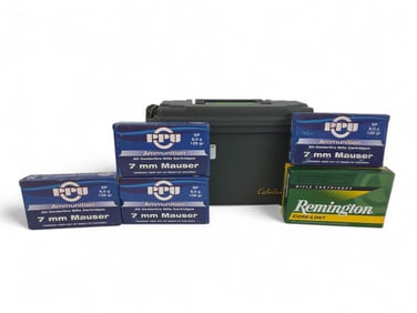 5 7mm Mauser ammo boxes, 90 rounds