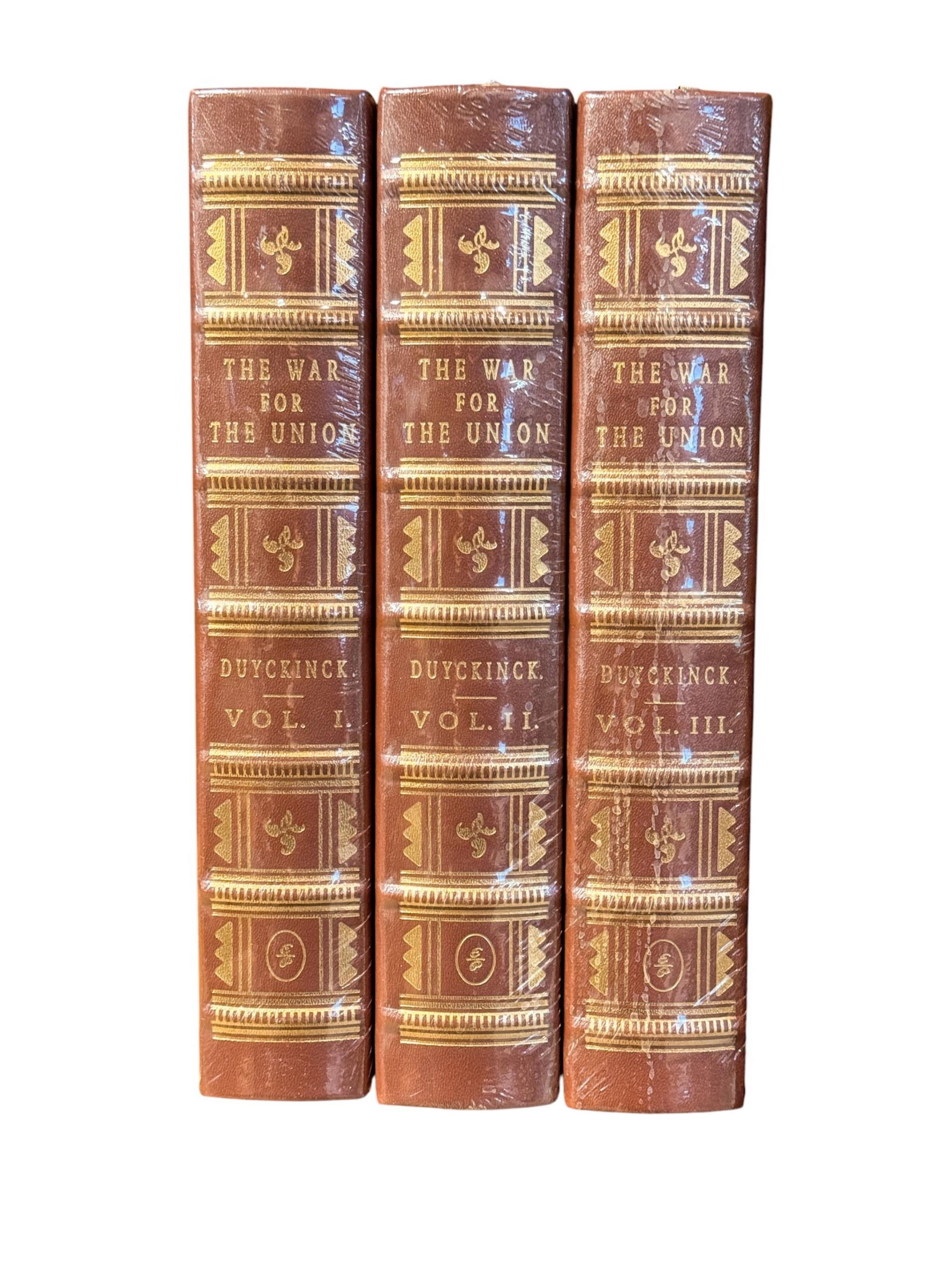 3 Vols. The War For The Union. Easton Press.: [Easton Press] 3 volumes. Leather covers, 22kt gold spine detail and gilded text block edges, Smyth-sewn text block. Each volume is shrink wrapped. "The War For The Union" Evert A. Duyckinck. Illustra