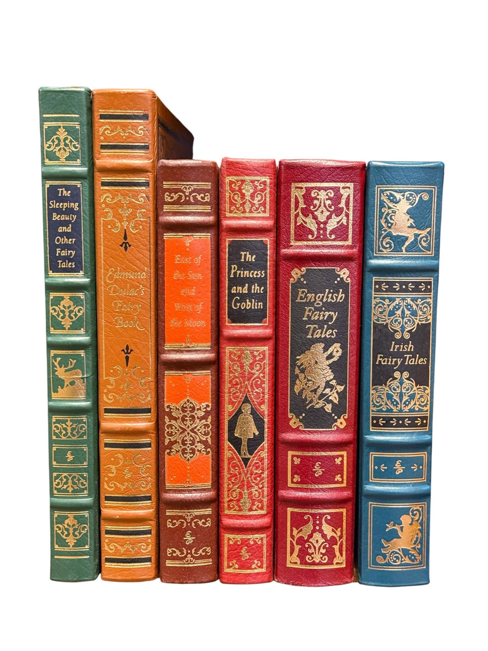 6 Vols. Fairy Tales. Easton Press.: [Easton Press] 6 volumes of Fairy Tales. Leather covers, 22kt gold spine detail and gilded text block edges, Smyth-sewn text block. ++ "The Sleeping Beauty and Other Fairy Tales." ++ " Edmund Dulac's