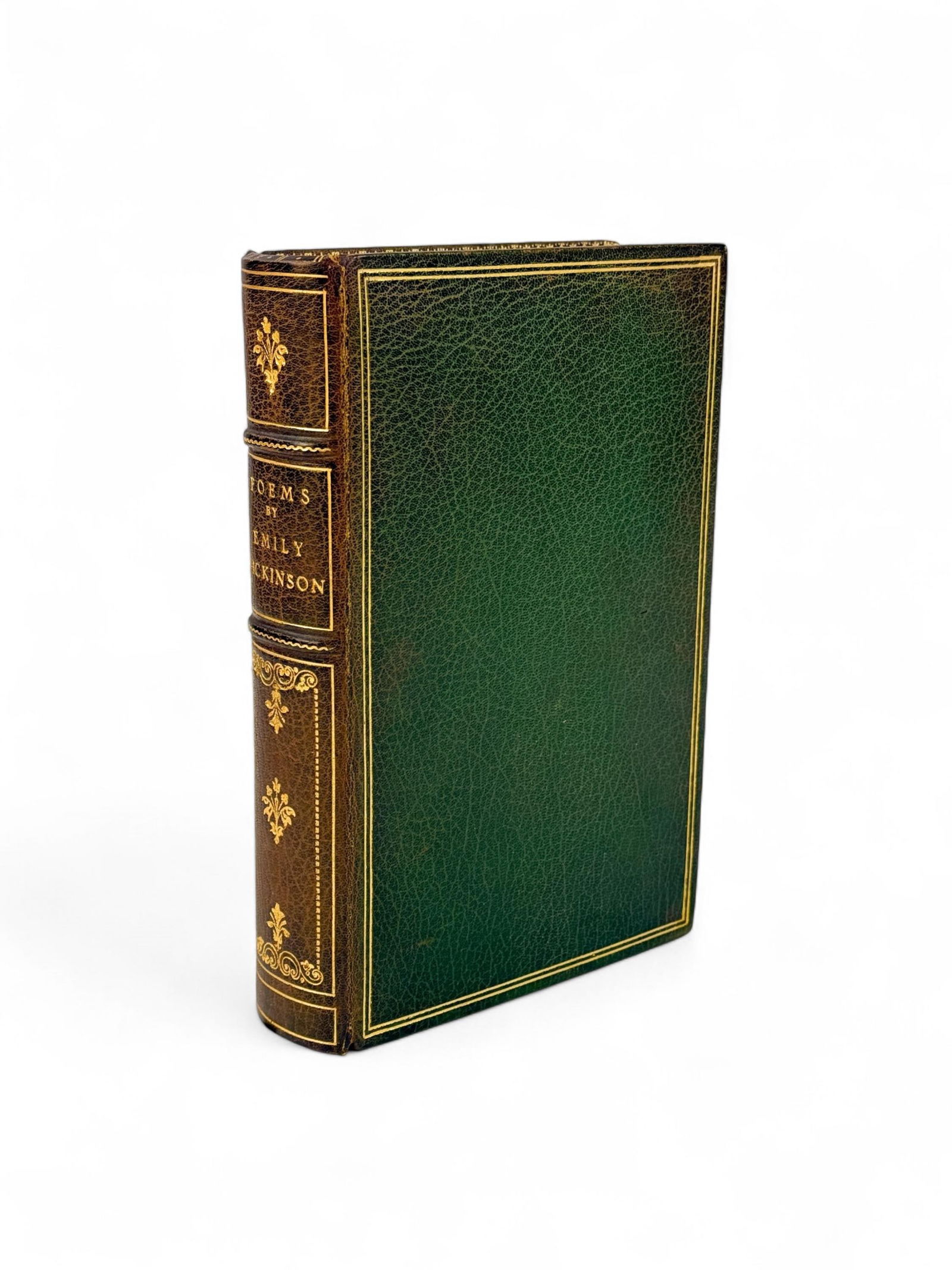 Poems by Emily Dickinson: [Poetry] Dickinson, Emily. Poems by Emily Dickinson. Boston: Little, Brown and Company, 1954. 8vo. "Signed" Binding. Stamped "Maurin" in gilt on inner dentelles. Full bound in green leather. Gilt bord