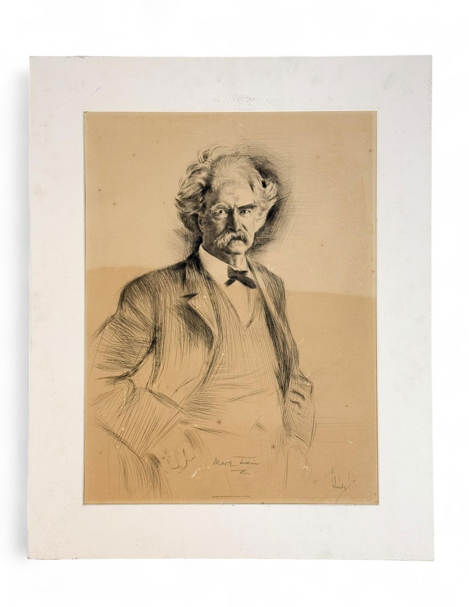 Signed Etching of Mark Twain. (1 of 4)