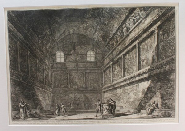 Piranesi, Veduta interna dell'antico Tempio: Piranesi, Giovanni Battista (It., 1720-1778) Veduta interna dell'antico Tempio di Bacco in oggi Chiesa di S. Urbano... c.1750-1780. 20 1/4" x 27 1/4".