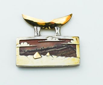 Michael Stephens Silver/14KYG & Agate Pendant