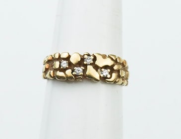 10KYG & Diamond "Nugget" Style Ring
