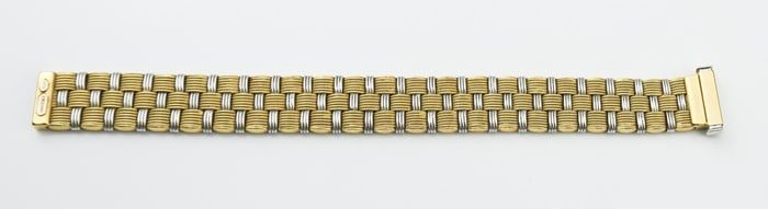 18KY/WG Basket Weave Bracelet