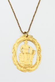 18KYG Pendant w/ 14KYG Rope Style Chain