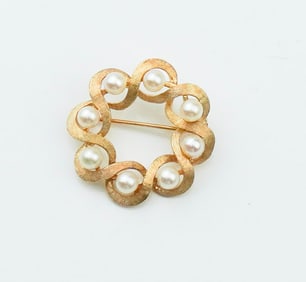 14KYG Pearl Circle Pin