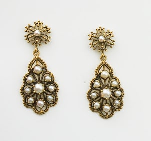 14KYG Pearl Drop Earrings