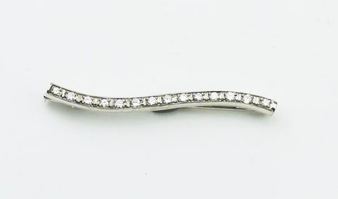 14KWG "Wave" Style Diamond Bar Pin