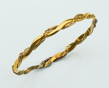 18KYG "Braided" Style Bangle Bracelet