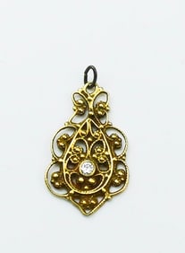 14KYG Diamond Filligree Pendant