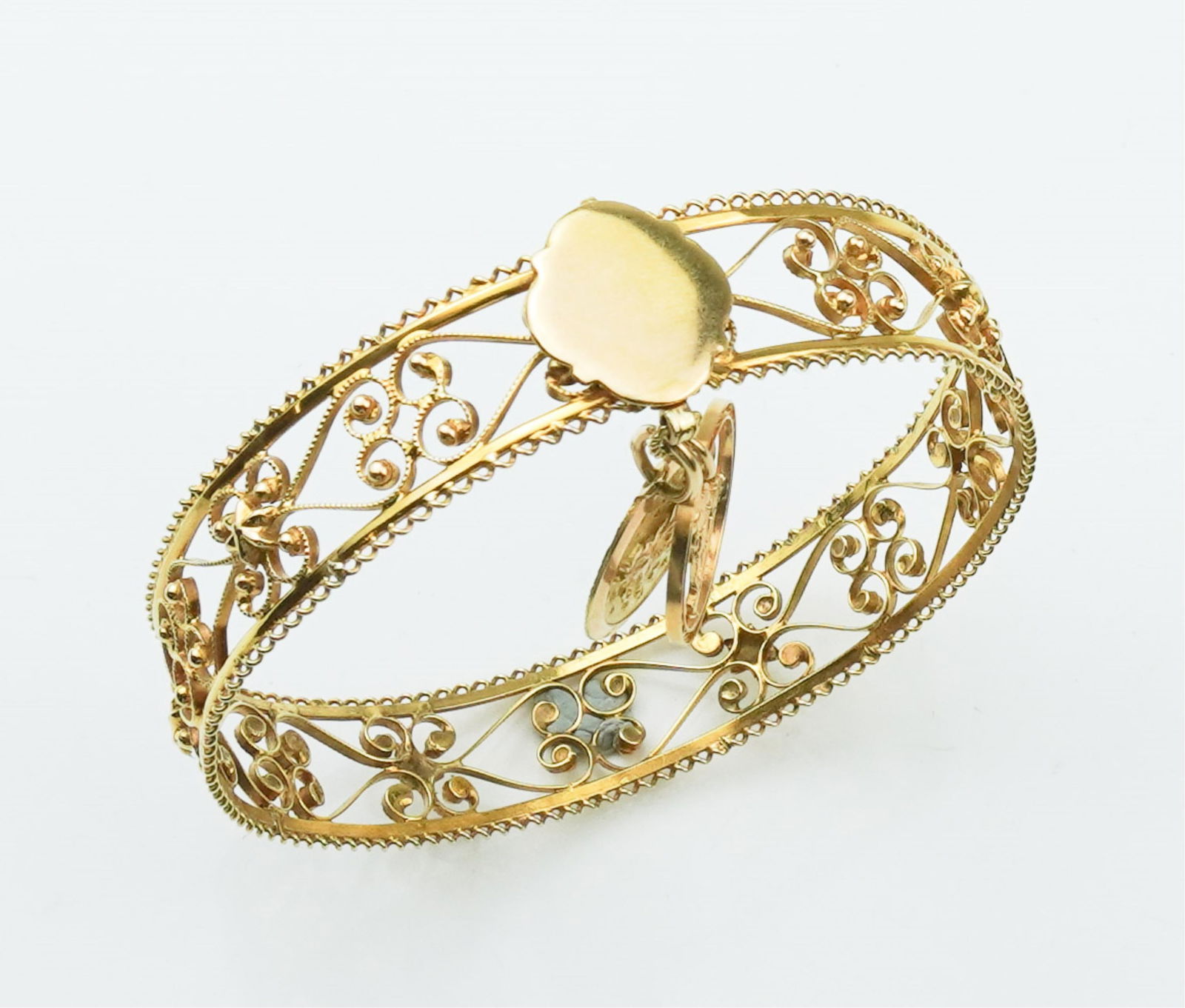 18KYG Bangle Bracelet w/ Four Charms (1 of 3)