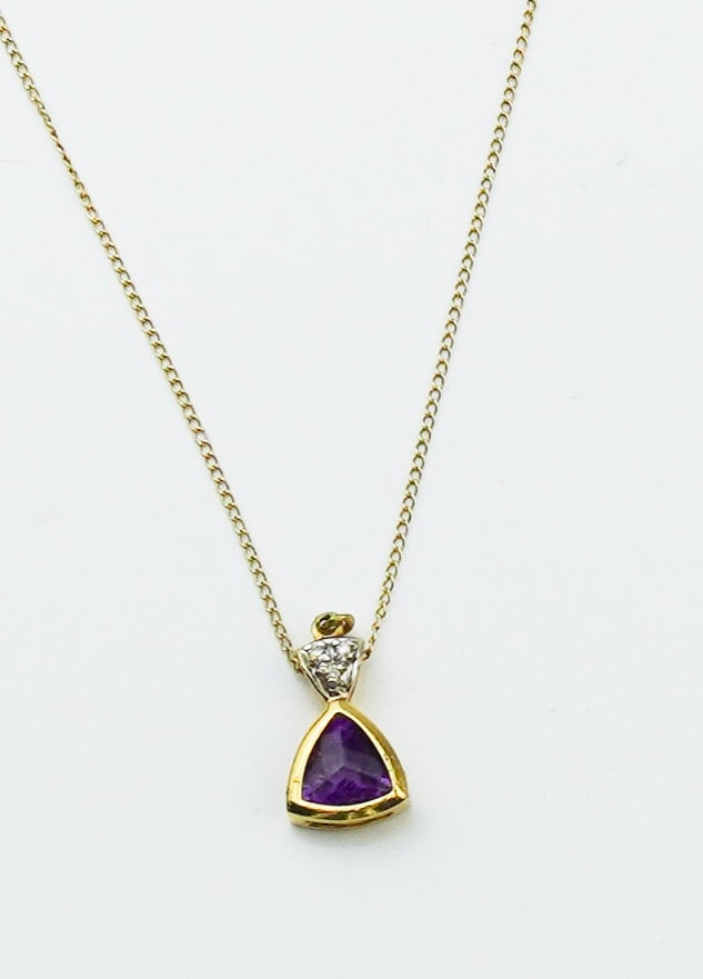 14KYG Amethyst & Diamond Pendant (1 of 2)