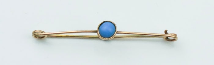14KYG "Safety Pin" Style Pin w/ Turquoise