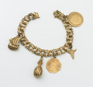 14KYG Charm Bracelet w/ Five 14KYG Charms